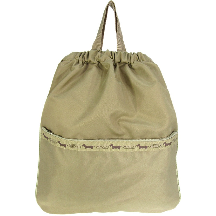 3L73 ナップサック WHOLLY ナイロン ベージュ色 横36cm 1個 3L73