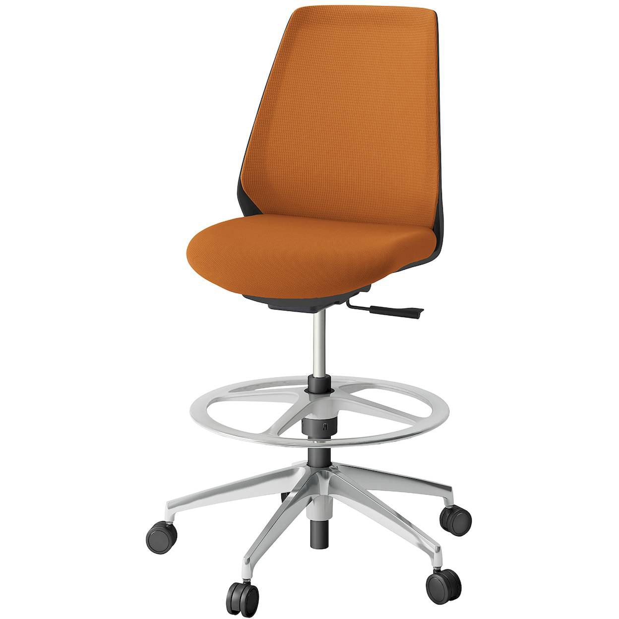 KZ330PVP2ZTD3 ノナチェア ハイポジションタイプ アルミ脚<配送時組立サービス付> イトーキ 抵抗付ウレタン双輪キャスター ブラック 高さ1055～1275mm幅680mm奥行580mm  KZ330PVP2ZTD3