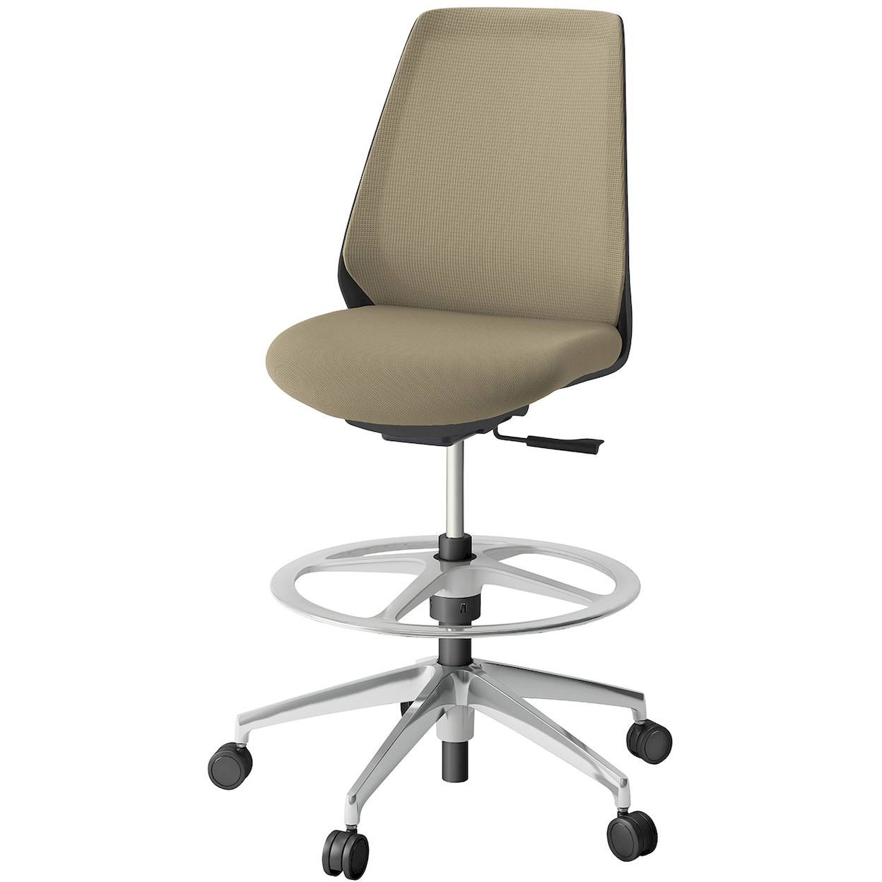 KZ330PVP2ZTY3 ノナチェア ハイポジションタイプ アルミ脚<配送時組立サービス付> イトーキ 抵抗付ウレタン双輪キャスター ブラック 高さ1055～1275mm幅680mm奥行580mm  KZ330PVP2ZTY3