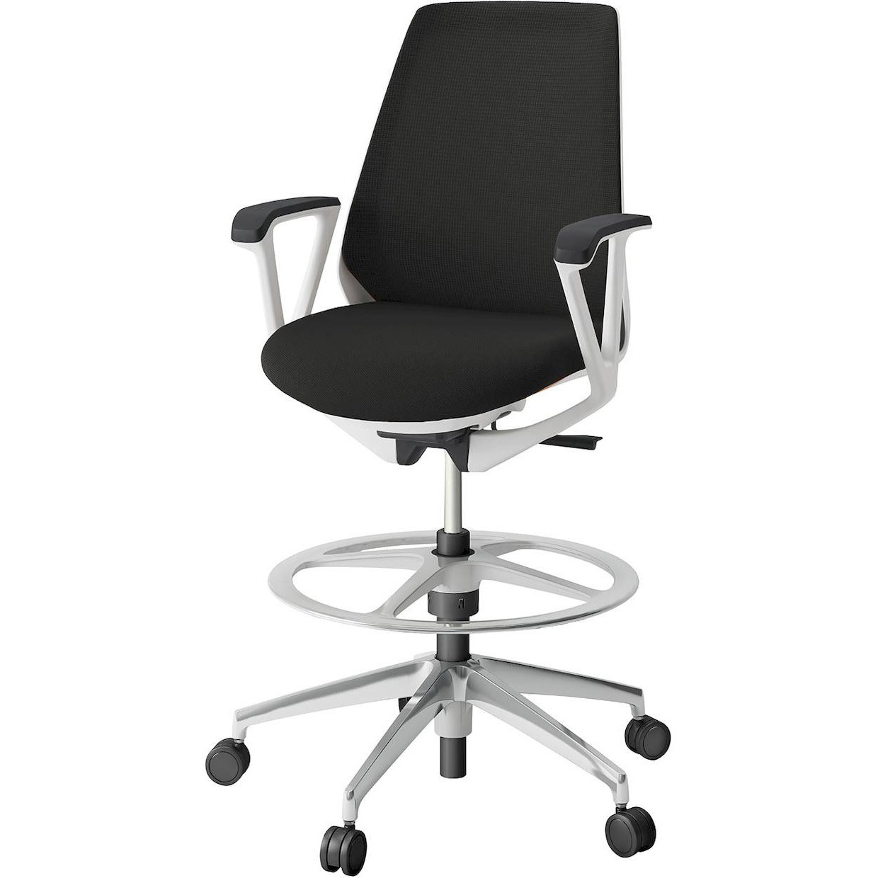 KZ336PVP2ZWT1 ノナチェア ハイポジションタイプ 固定肘付 アルミ脚<配送時組立サービス付> イトーキ 肘掛あり ホワイト 高さ1055～1275mm幅680mm奥行580mm  KZ336PVP2ZWT1