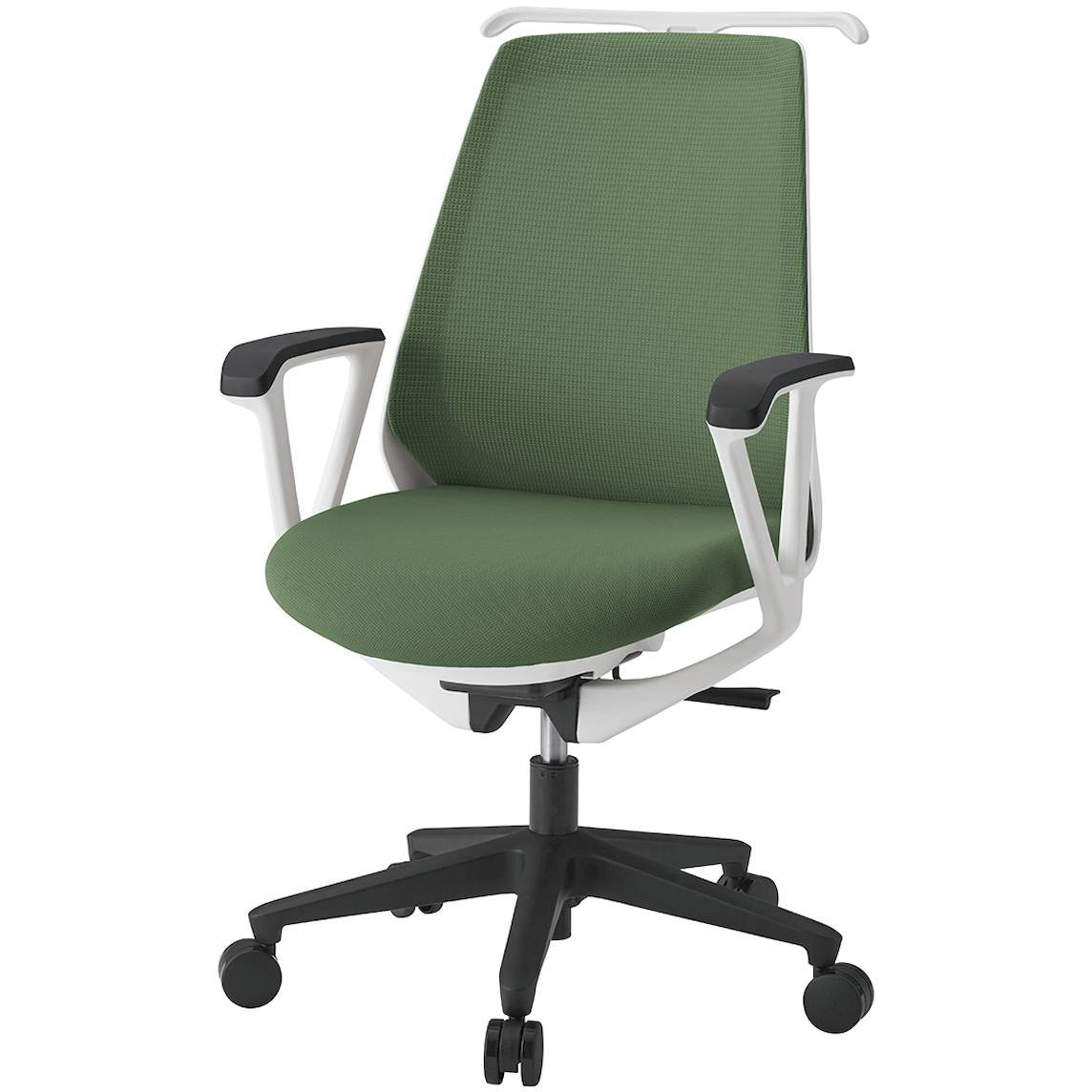 KZ336PVHM1W9Q2 ノナチェア 固定肘・ハンガー付<配送時組立サービス付> イトーキ 肘掛あり 抵抗付ウレタン双輪キャスター ホワイト  KZ336PVHM1W9Q2