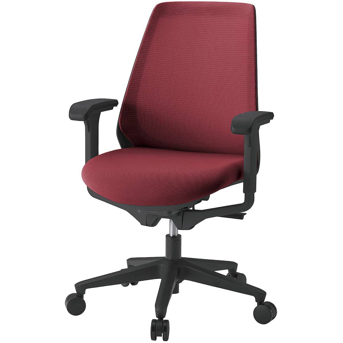 KZ-337PV1T1M4 ノナチェア 可動肘付<配送時組立サービス付> イトーキ 肘掛あり ナイロン双輪キャスター ブラック 高さ890～980mm幅600mm奥行580mm  KZ-337PV1T1M4