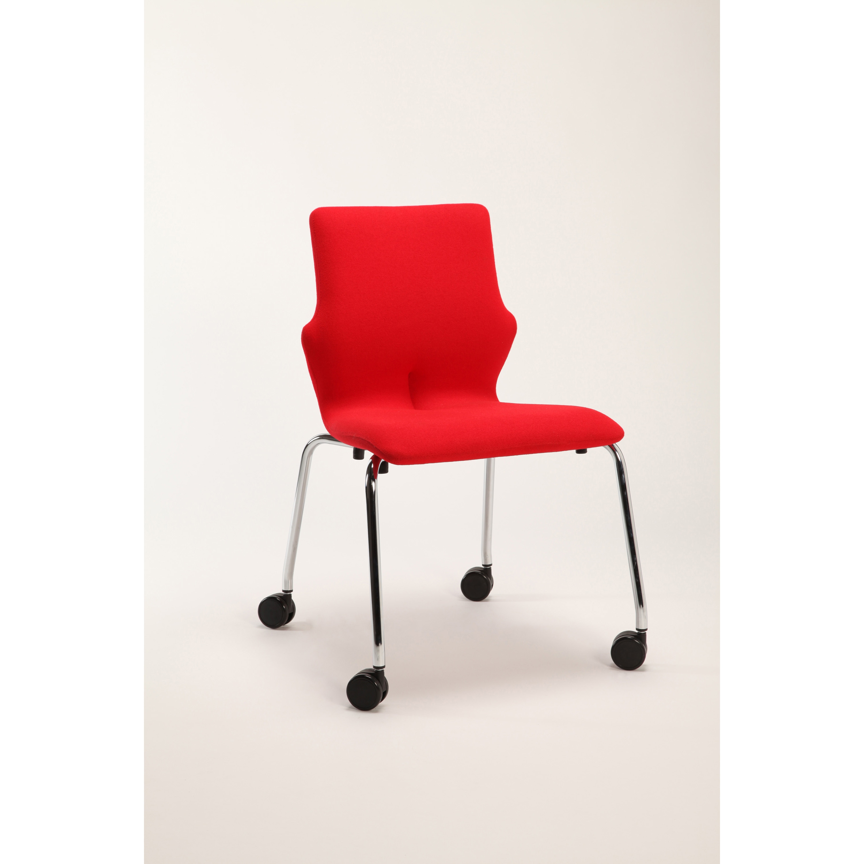 741379 デザインチェア 4脚セット スマイル(家具) レッド色 キャスターあり スタッキング可 高さ835mm幅588mm奥行620mm