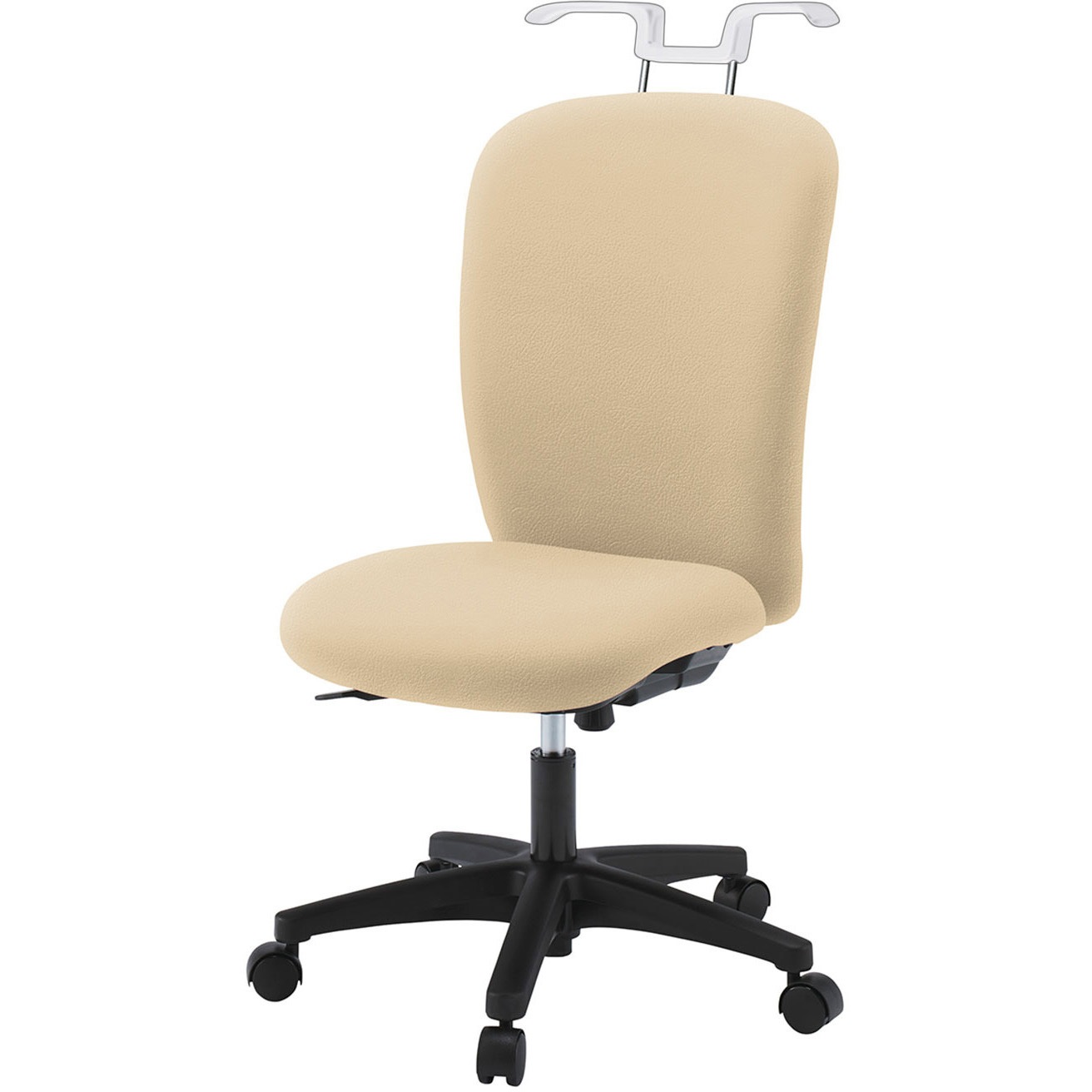 KT-350DLHM-WTK6 リエットRチェア ハイバック ハンガー付 ビニールレザー <配送時組立サービス付> イトーキ 抵抗付ウレタン双輪キャスター ホワイト 高さ905~1055mm幅570mm奥行575mm KT-350DLHM-WTK6
