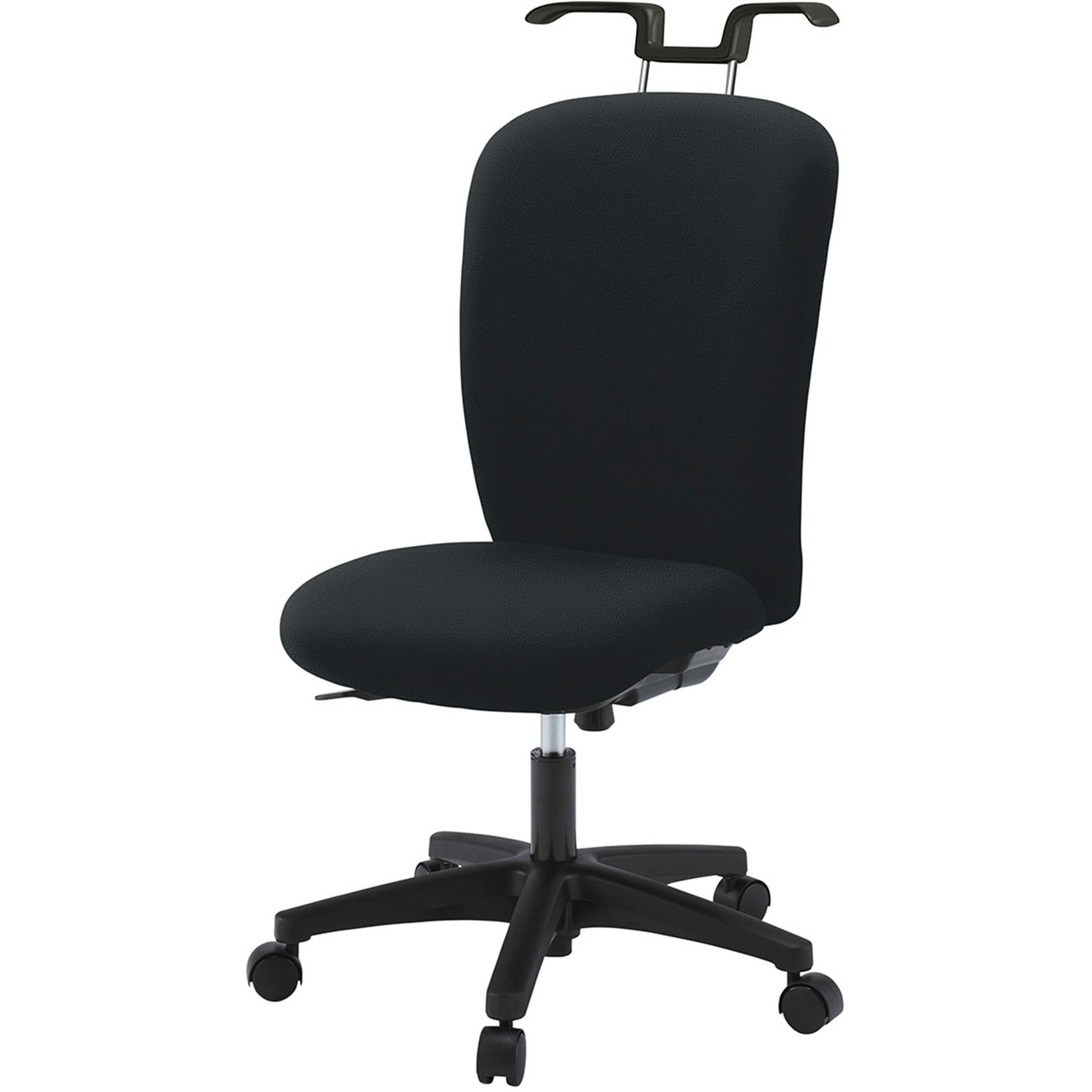 KT-350DLHM-T1T1 リエットRチェア ハイバック ハンガー付 ビニールレザー  <配送時組立サービス付> イトーキ 抵抗付ウレタン双輪キャスター ブラック 高さ905～1055mm幅570mm奥行575mm  KT-350DLHM-T1T1 31,187円