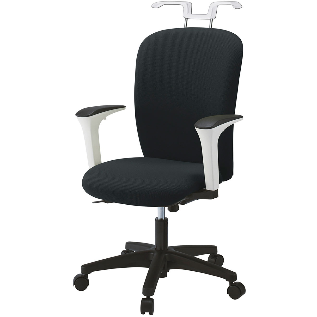 KT-357PVH-WTT1 リエットRチェア ハイバック 可動肘・ハンガー付<配送時組立サービス付> イトーキ 肘掛あり ナイロン双輪キャスター ホワイト 高さ905～1055mm幅600mm奥行575mm  KT-357PVH-WTT1