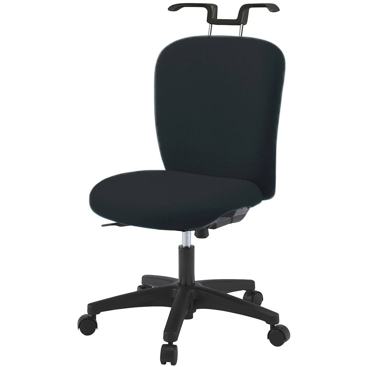 KT-360DLHM-T1T1 リエットRチェア ローバック ハンガー付 ビニールレザー  <配送時組立サービス付> イトーキ 抵抗付ウレタン双輪キャスター ブラック 高さ825～925mm幅570mm奥行575mm  KT-360DLHM-T1T1