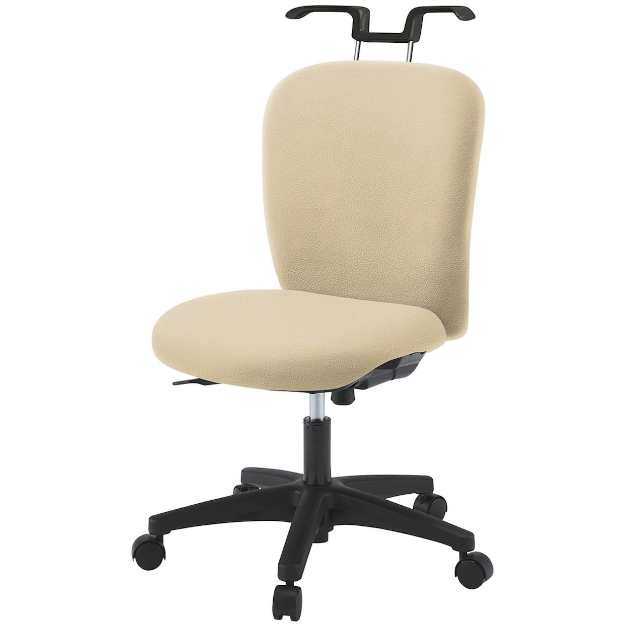 KT-360DLHM-T1K6 リエットRチェア ローバック ハンガー付 ビニールレザー  <配送時組立サービス付> イトーキ 抵抗付ウレタン双輪キャスター ブラック 高さ825～925mm幅570mm奥行575mm  KT-360DLHM-T1K6
