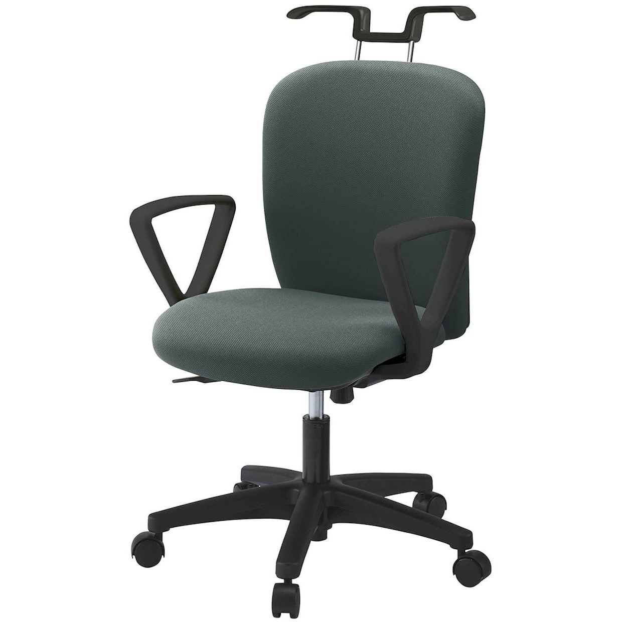 KT-366PVH-T1W2 リエットRチェア ローバック 固定肘・ハンガー付<配送時組立サービス付> イトーキ 肘掛あり ナイロン双輪キャスター ブラック 高さ825～925mm幅575mm奥行575mm  KT-366PVH-T1W2