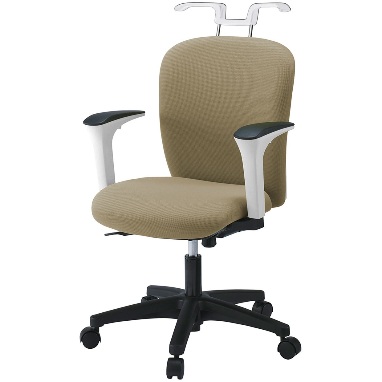 KT-367PVHM-WTY3 リエットRチェア ローバック 可動肘・ハンガー付<配送時組立サービス付> イトーキ 肘掛あり 抵抗付ウレタン双輪キャスター ホワイト  KT-367PVHM-WTY3