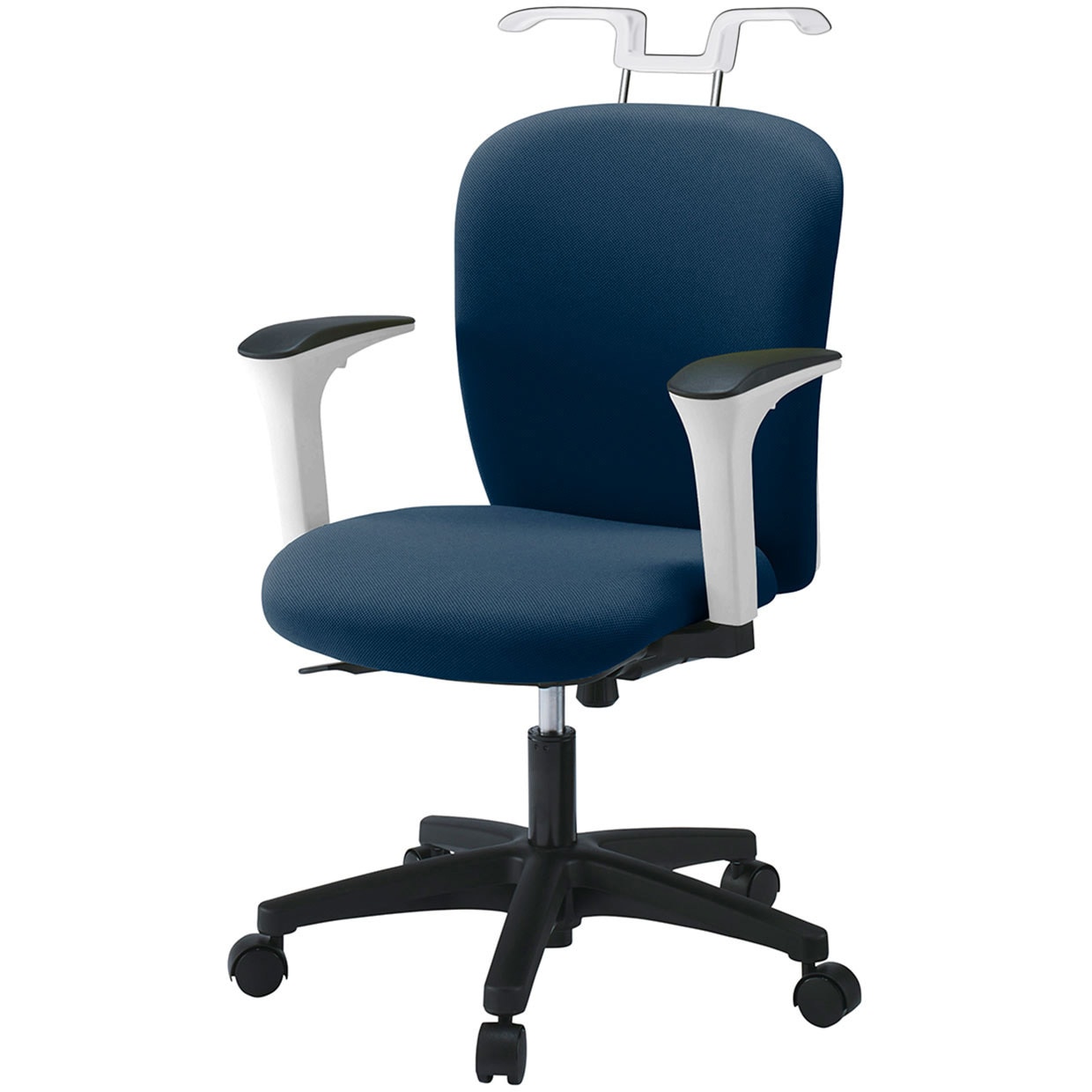 KT-367PVH-WTB2 リエットRチェア ローバック 可動肘・ハンガー付<配送時組立サービス付> イトーキ 肘掛あり ナイロン双輪キャスター ホワイト 高さ825~925mm幅600mm奥行575mm KT-367PVH-WTB2