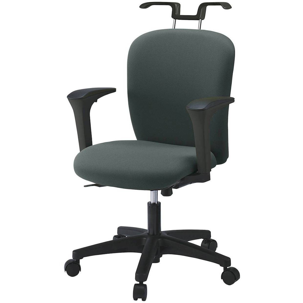 KT-367PVH-T1W2 リエットRチェア ローバック 可動肘・ハンガー付<配送時組立サービス付> イトーキ 肘掛あり ナイロン双輪キャスター ブラック 高さ825～925mm幅600mm奥行575mm  KT-367PVH-T1W2