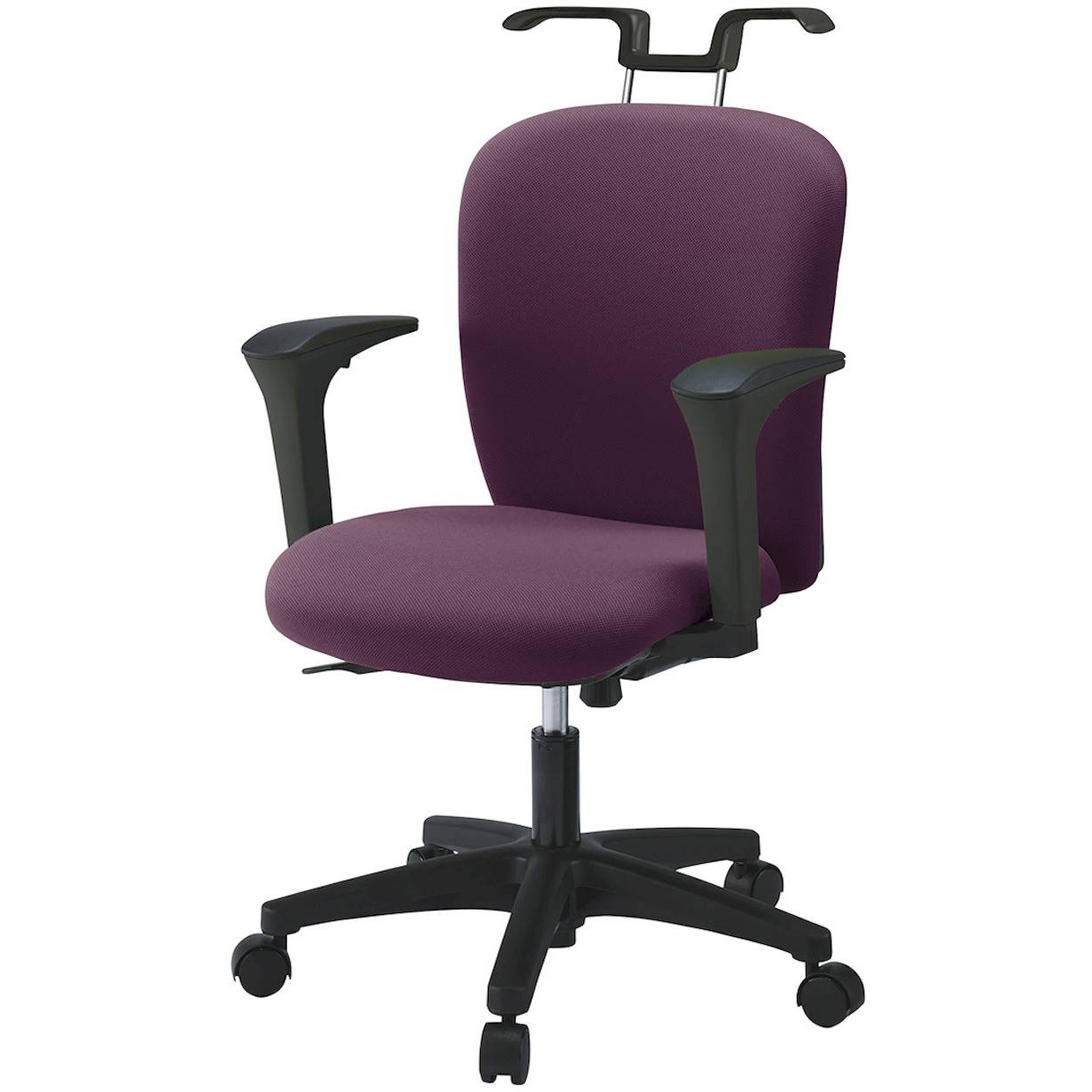 KT-367PVH-T1X7 リエットRチェア ローバック 可動肘・ハンガー付<配送時組立サービス付> イトーキ 肘掛あり ナイロン双輪キャスター ブラック 高さ825～925mm幅600mm奥行575mm  KT-367PVH-T1X7