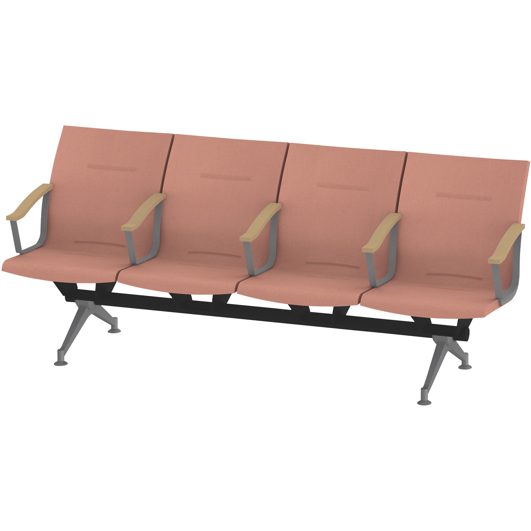 LSL-284D1-95M6 ウェイティングSL  4連全肘付 突板バック<配送時組立サービス付> イトーキ ホワイト 幅2295mm奥行635mm高さ900mm  LSL-284D1-95M6