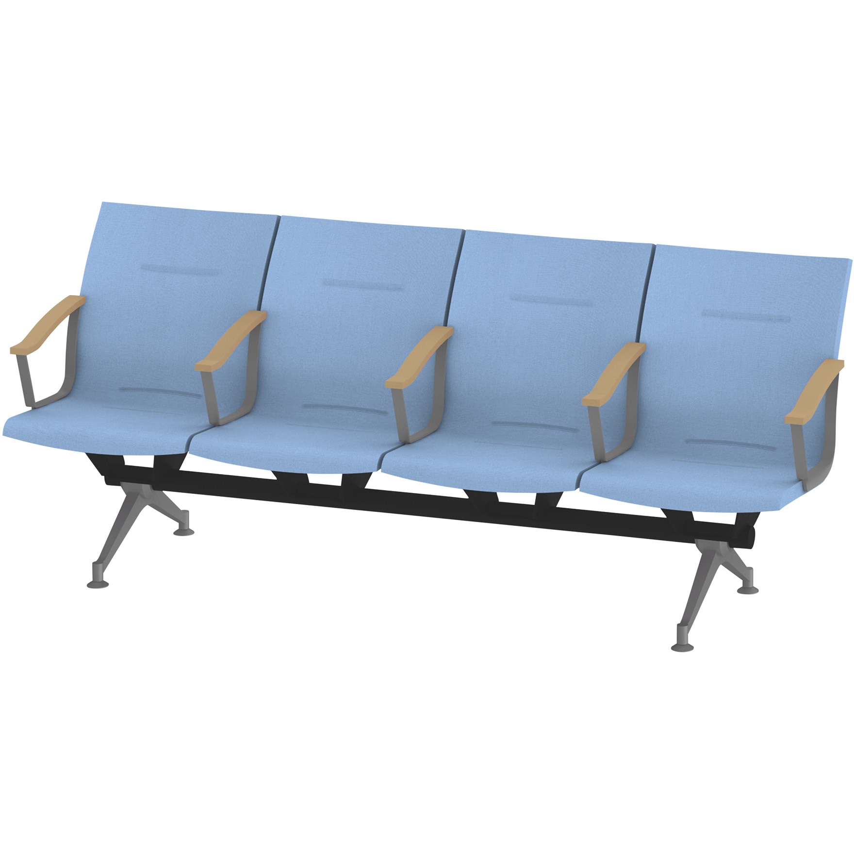 LSL-284D1-95B6 ウェイティングSL  4連全肘付 突板バック<配送時組立サービス付> イトーキ ホワイト 幅2295mm奥行635mm高さ900mm  LSL-284D1-95B6