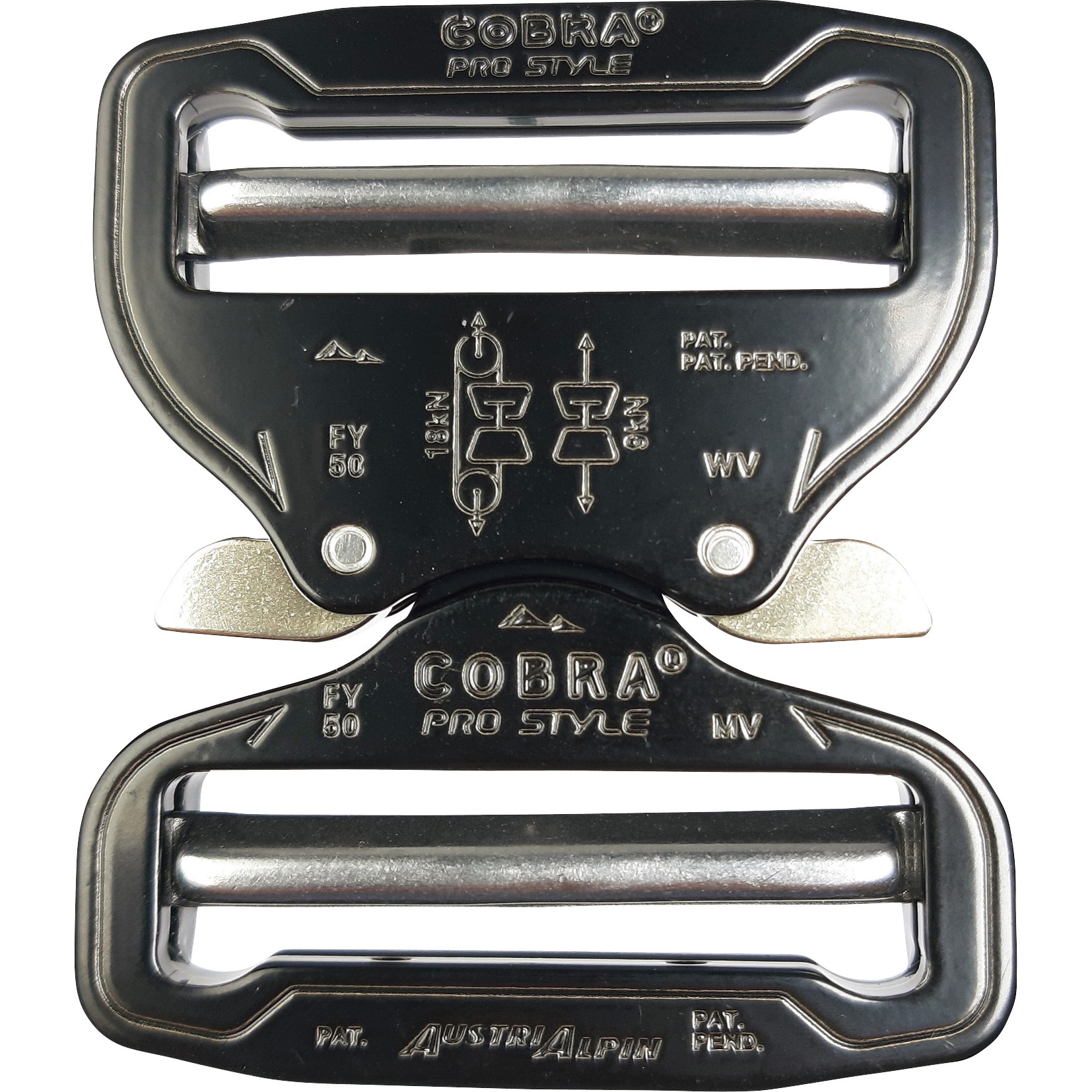 FY50KVV-XL COBRA バックル XLトリガー ALPINE ブラック色 適合ベルト幅50mm  FY50KVV-XL