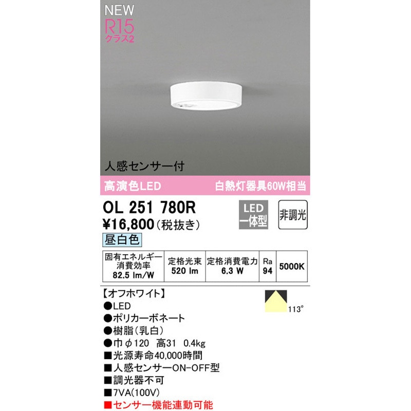 OL251780R フラットプレート LEDシーリングライト Φ120 ODELIC