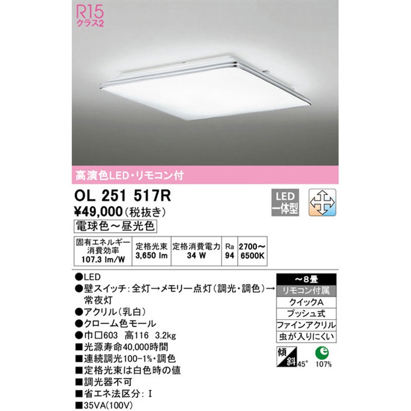 オーデリック　 LEDシーリングライト　2021年製　電球色 LEDシーリングライト ODELIC(オーデリック) 【通販モノタロウ】