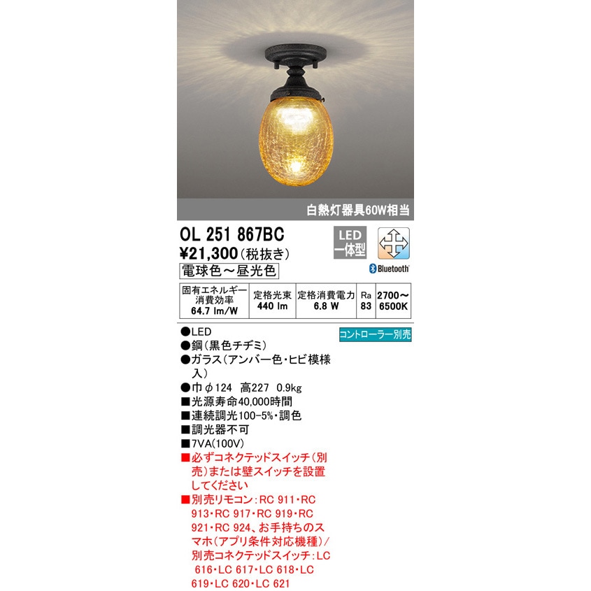 瑠璃様ご注文品 OL251867BC 小型LEDシーリングライト 1台 ODELIC(オーデリック) 【通販