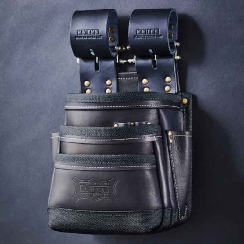 ニックス　KBB-301DD／総ヌメ革使用3段腰袋（バリスティック補強仕上げ） KBB-301DDX 総ヌメ革使用3段腰袋(バリスティック補強仕上げ) 1個