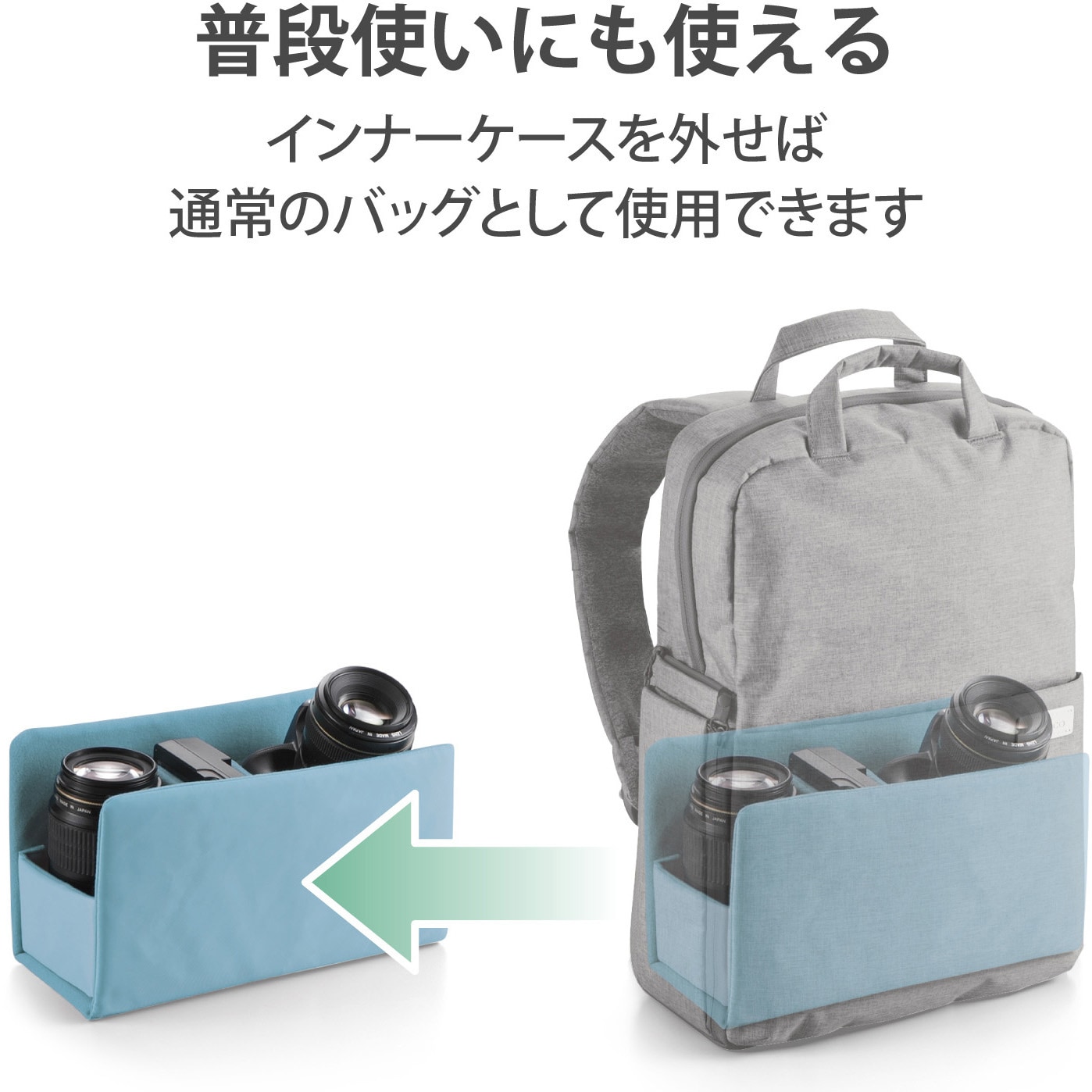 DGB-S043GY カメラバッグ リュック オフトコ off toco 2way 撥水加工 ワンタッチ開閉 14インチPC収納 エレコム グレー色  DGB-S043GY - 【通販モノタロウ】