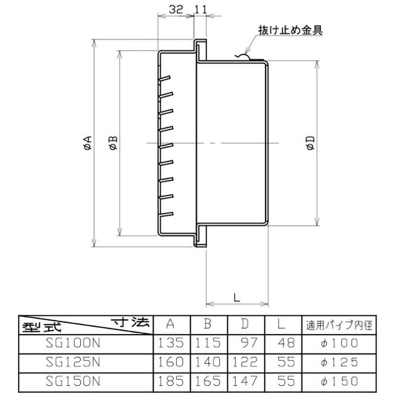 SG100N SUS製厚型グリル ユニックス 適合パイプ内径100mm SG100N SUS製厚型グリル ユニックス 適合パイプ内径100mm