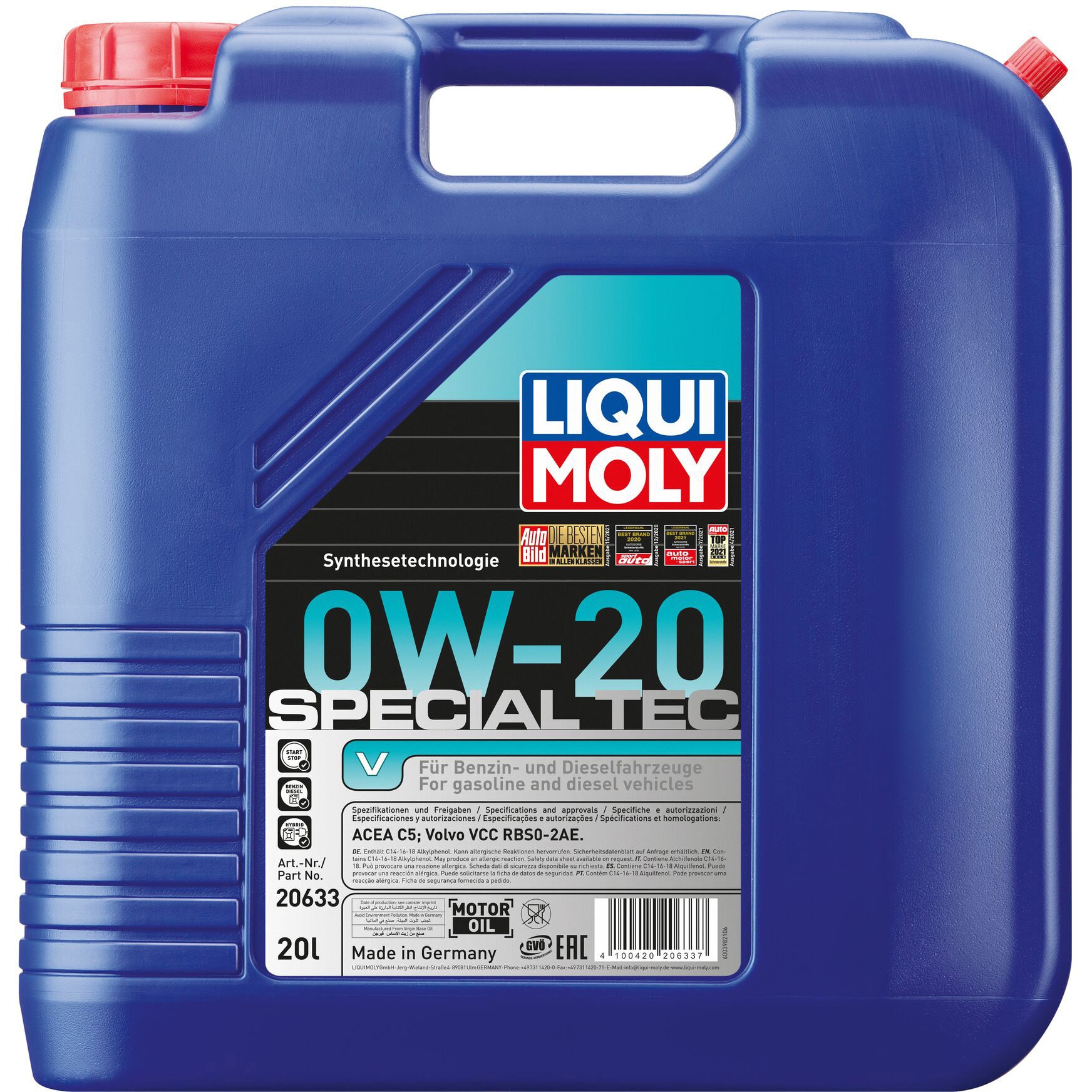 20633 スペシャルテックV 0W-20 LIQUI MOLY API:SN 水素化分解合成油 ACEA:C5