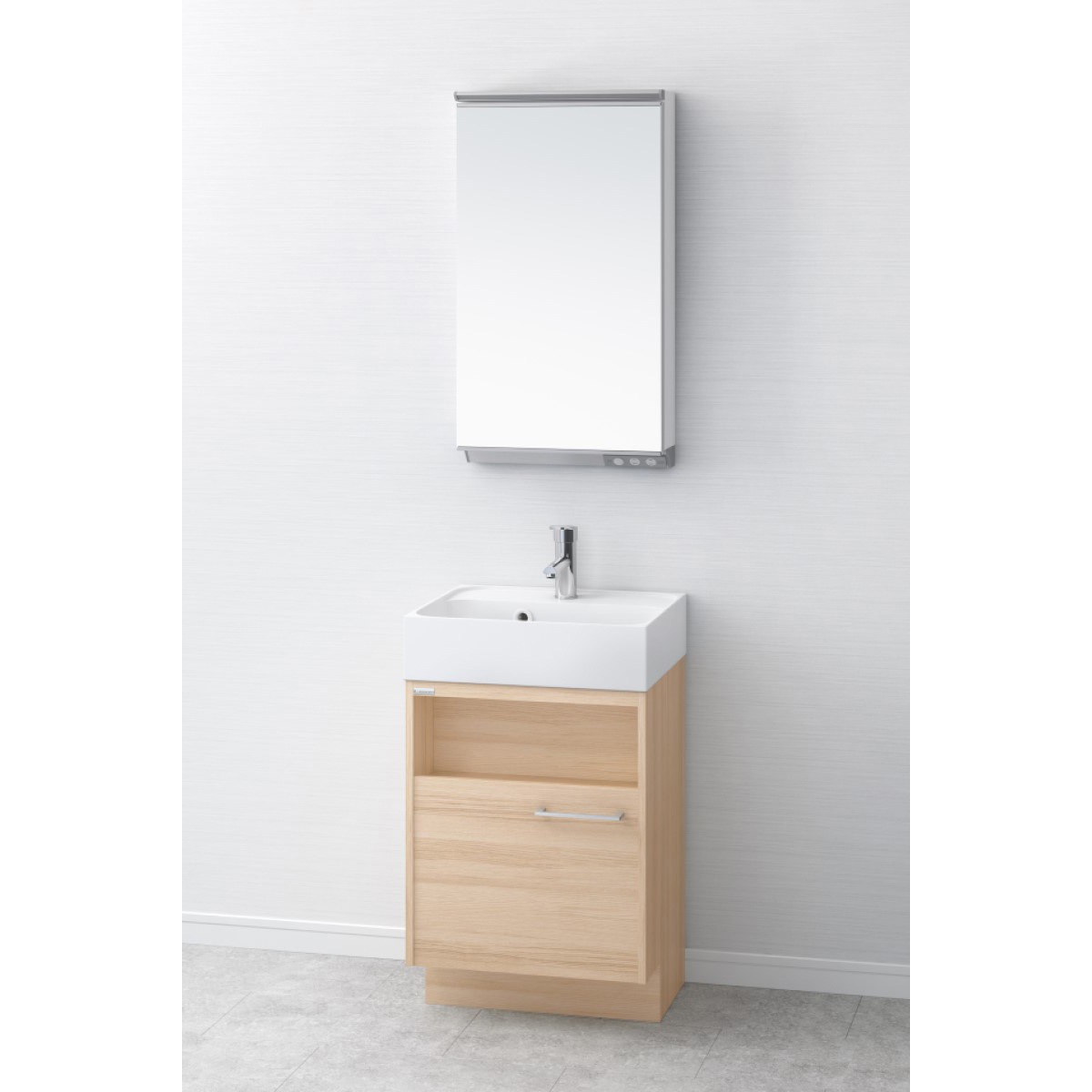 LKDU500TFNJMML45N1 デザイン洗面 デューク キャビネット+洗面ボウル付カウンター+木製一面鏡(幅450・LED照明) 1セット アサヒ衛陶 【通販モノタロウ】 65,890円