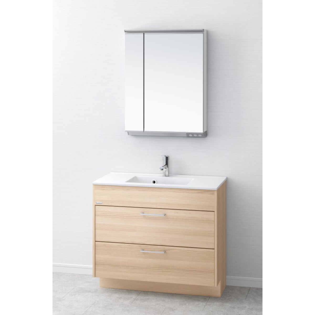 LKEA900AFNJMML60N1 デザイン洗面 アール キャビネット+洗面ボウル一体型カウンター+木製二面鏡(幅600・LED照明) 1セット アサヒ衛陶 【通販モノタロウ】