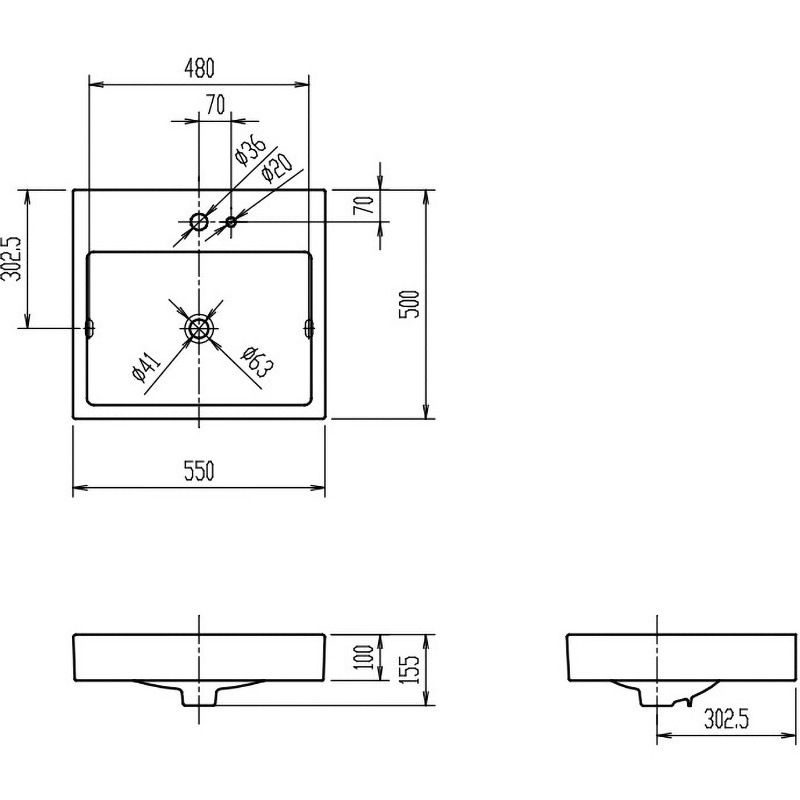 L-536FCPR/BN8 角形洗面器(ベッセル式)L-536タイプ 1台 INAX(LIXIL