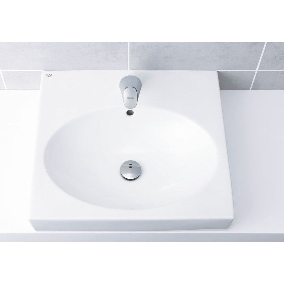 ###INAX LIXIL サティス洗面器ベッセル式 シングルレバー混合水栓(エコハンドル) 壁給水 壁排水(ボトルトラップ)〔HC〕 - 4