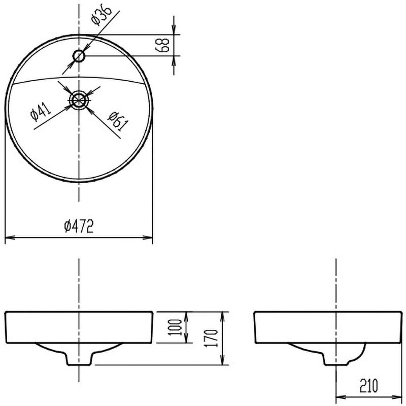 L-2848FC/BW1 円形洗面器(ベッセル式)L-2848タイプ LIXIL(INAX) 寸法Φ472mm - 【通販モノタロウ】