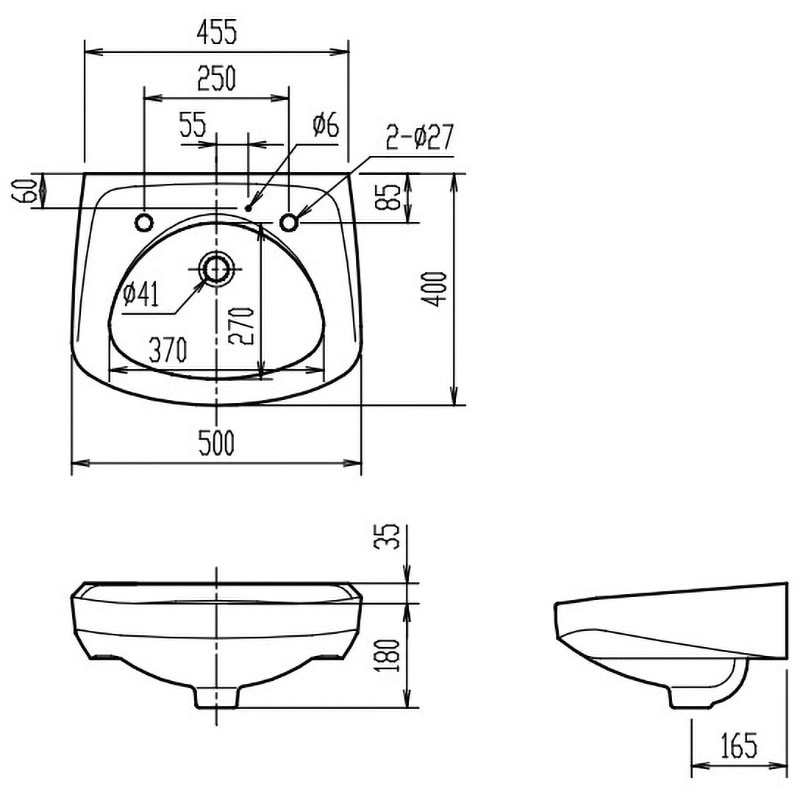 L-132G/BW1 そで付小形洗面器(壁付式)L-132タイプ 1台 INAX