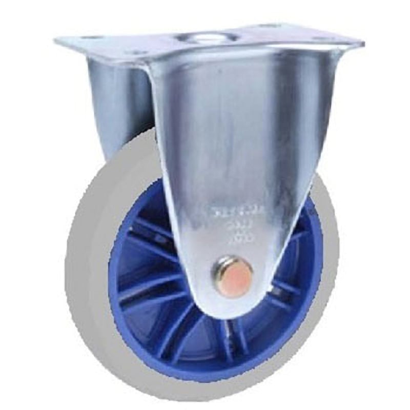 CAS-150-K(2pcs1set) 150Φノーマル固定ゴムキャスター【2ヶSET】 金沢車輌 ユニクロメッキ仕上 車輪幅34mm