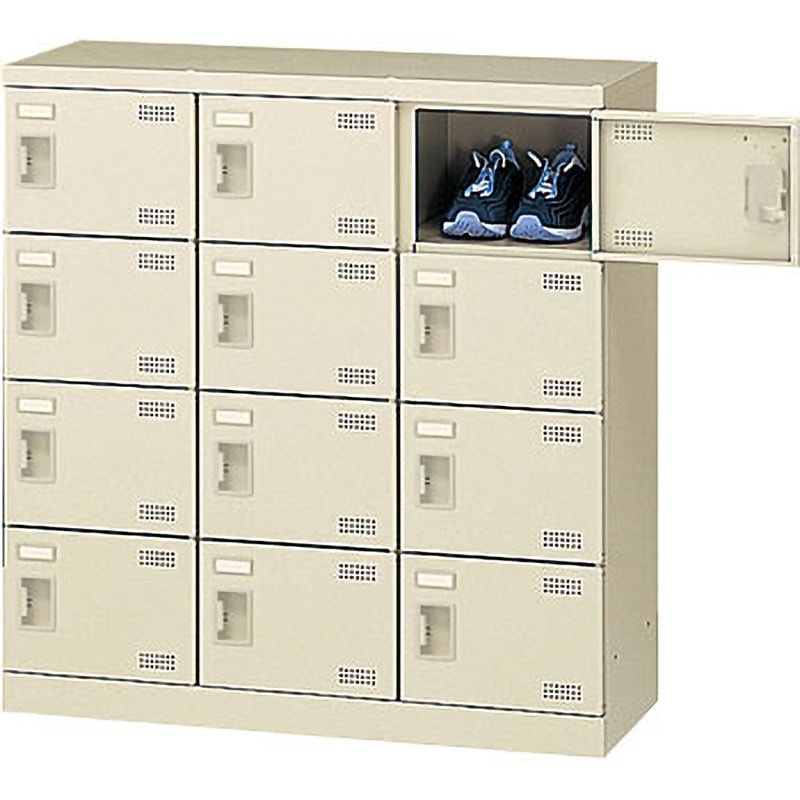 生興 SLCシューズボックス SLC-M12W-S2 3列4段12人用 錠付 アクリル窓付タイプ SLC-12T-K2 生興 12人用SLCシューズボックス 鍵無し扉付 3列4段 網棚付