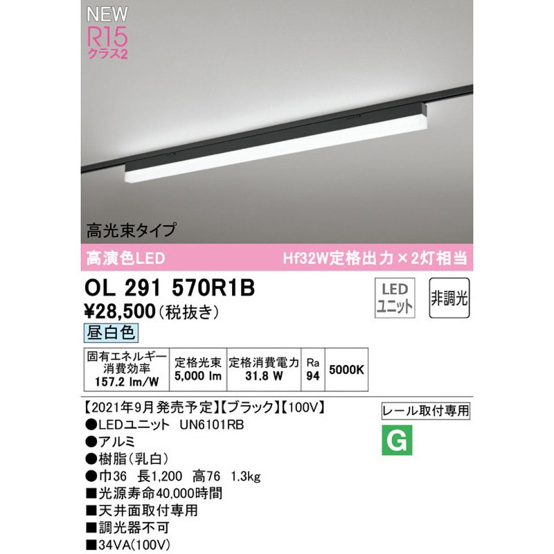 オーデリック solid line slim OL 291 570R1B OL291570R1B SOLID LINE SLIM レール取付型ベースライト 非調光 ODELIC