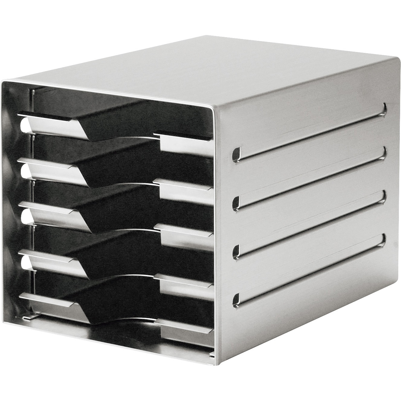 EBM オールステンレス レターケース タイプA EBM(江部松商事) 引出し数5 浅型 シルバー色 サイズA4