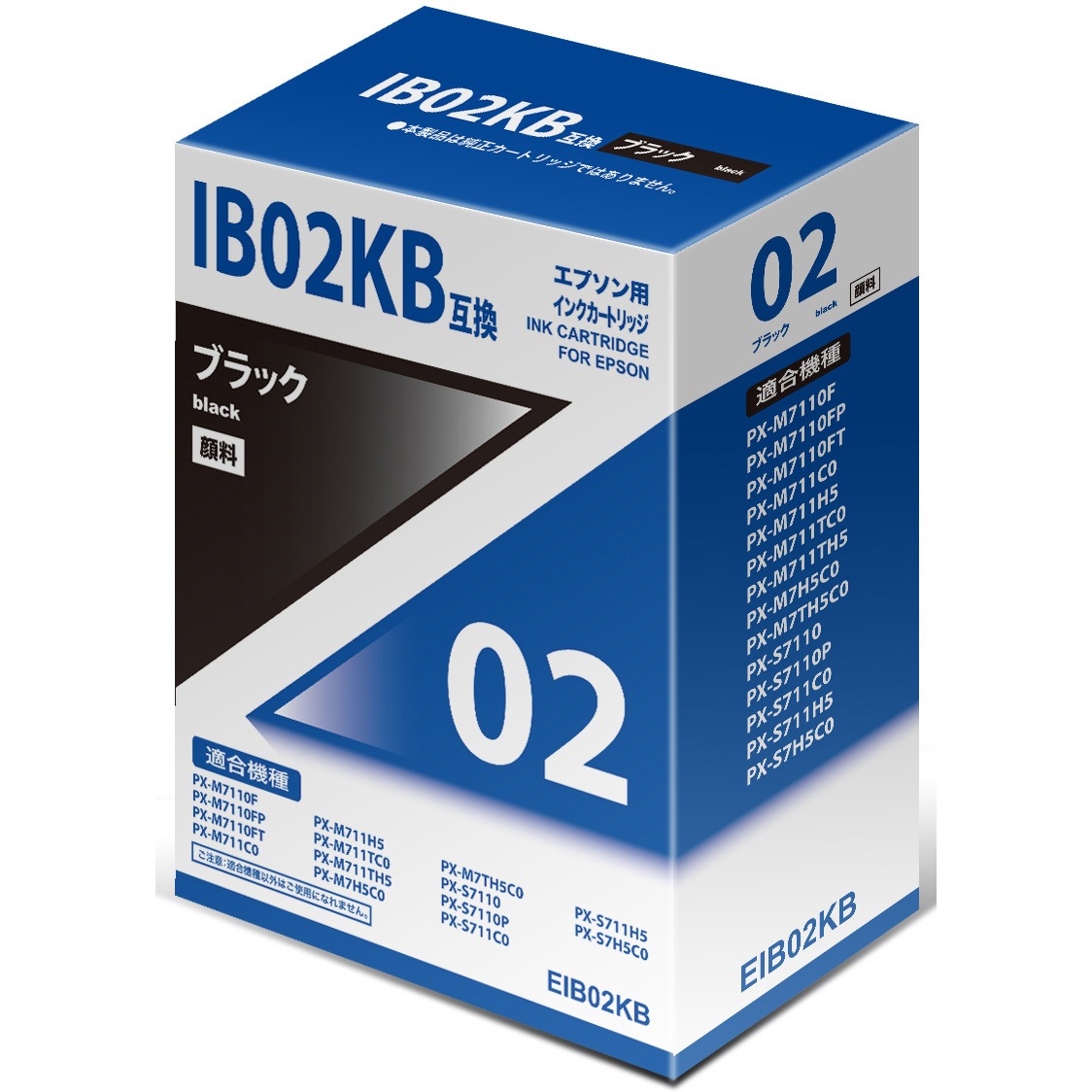 EIB02KB 汎用インクカートリッジ エプソン対応 IB02 タイプ 日本ナインスター ブラック色