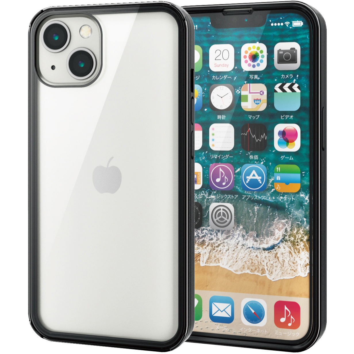 PM-A21BHV360MBK iPhone13 ケース カバー 360度保護 ガラスフィルム付 