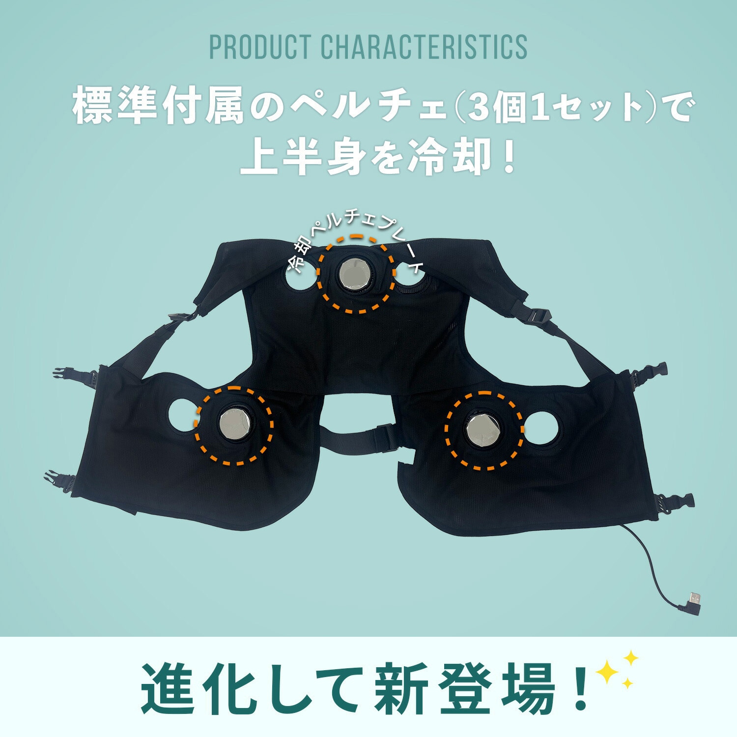 PVF-S3DX-2 ペルチェベスト 20000mAhバッテリー付き ペルチェ位置調整