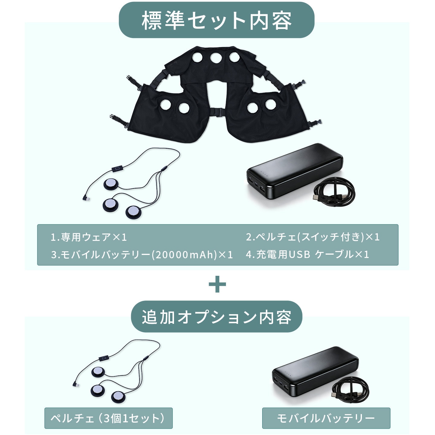 PVF-S3DX-2 ペルチェベスト 20000mAhバッテリー付き ペルチェ位置調整