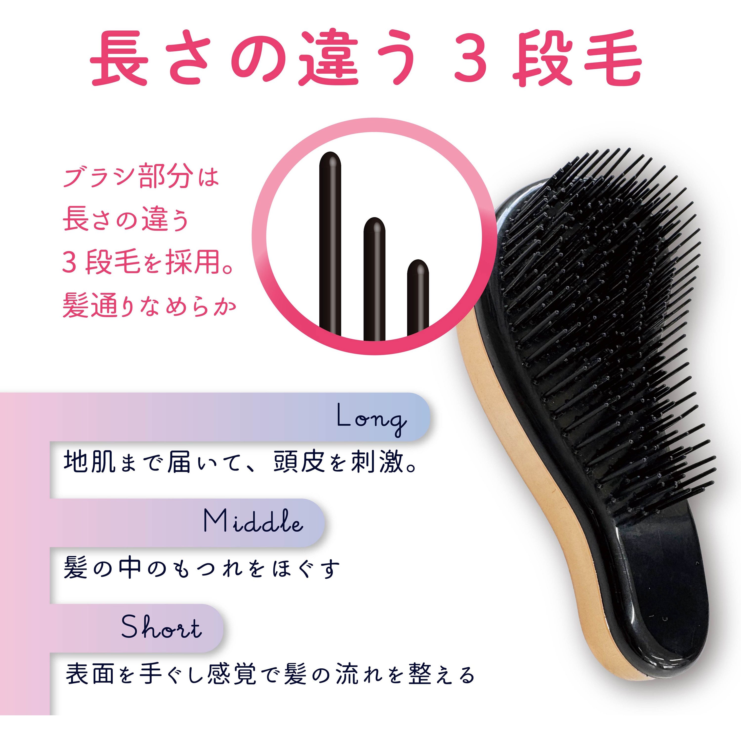 TK-1481PG 静電抑制女髪ブラシS ヘアブラシ 1本 アヌシ 【通販モノタロウ】