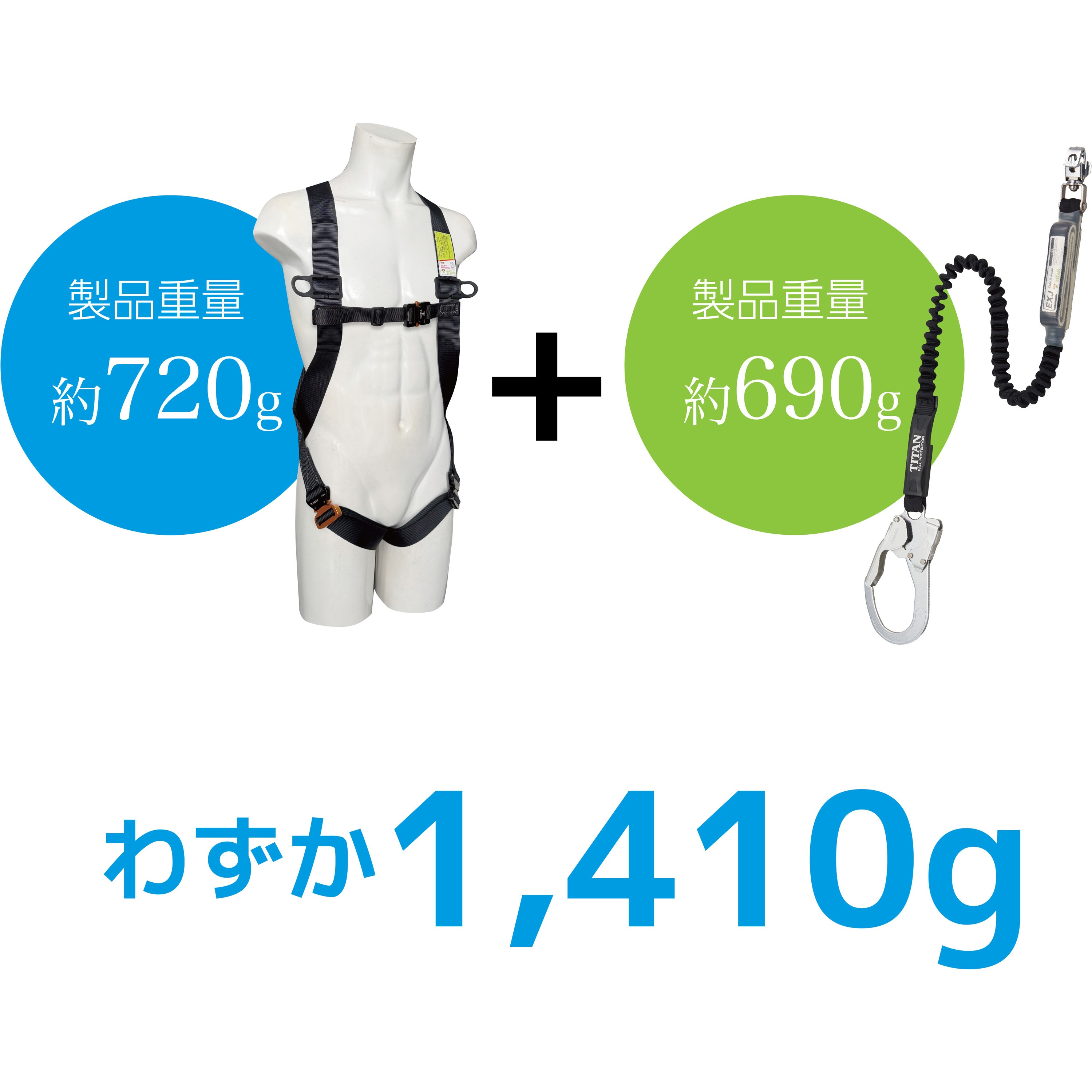 MHLS-2‐L 【MonotaRO限定】軽量セット品 フルハーネス型墜落制止用器具 