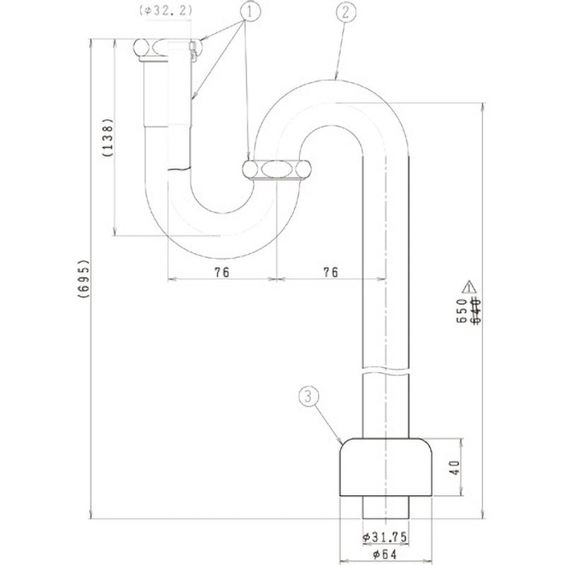 P2233 ラインテーブル化粧台用オプション Sトラップ 1台 Janis(ジャニス工業) 【通販モノタロウ】