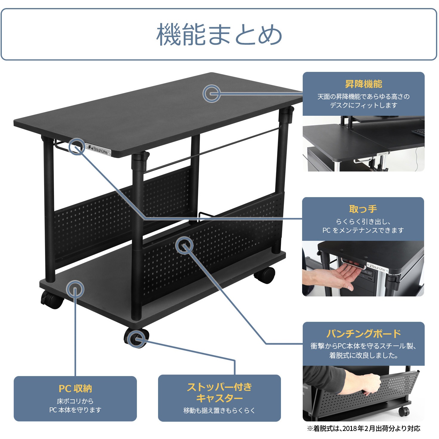 バウヒュッテ 昇降式 L字デスク ラージ BHD-820H-WH