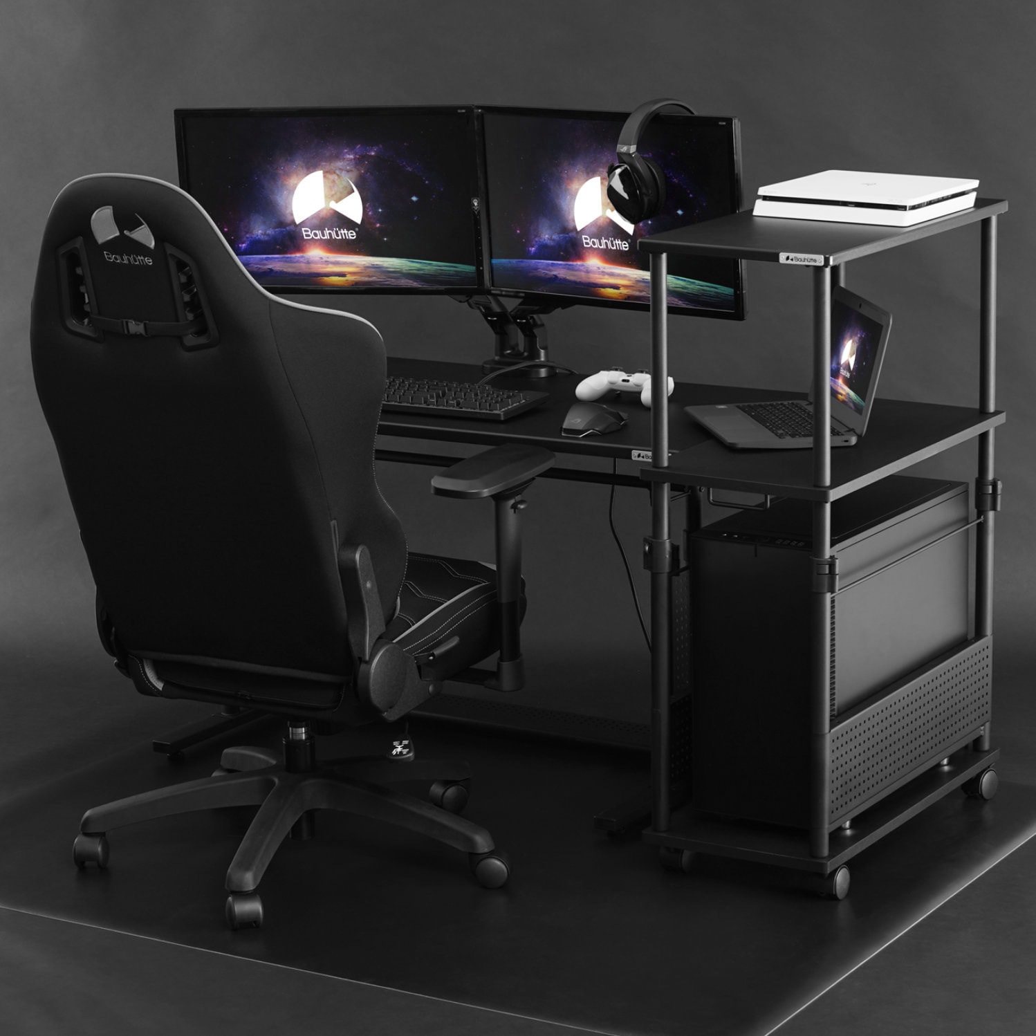バウヒュッテ　Bauhutte 昇降式L字デスク　ラージ　BHD-820H バウヒュッテ 昇降式 L字デスク ラージ BHD-820H-WH