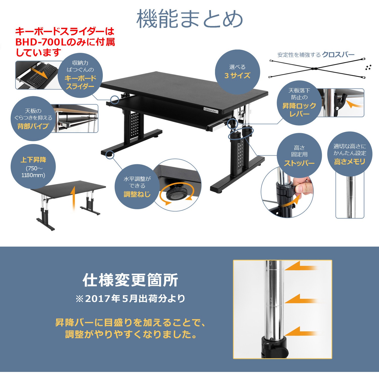 Bauhutte( バウヒュッテ ) ローデスク 昇降式 BHD-1200L Amazon.co.jp: Bauhutte(バウヒュッテ) ゲーミングデスクHD 昇降
