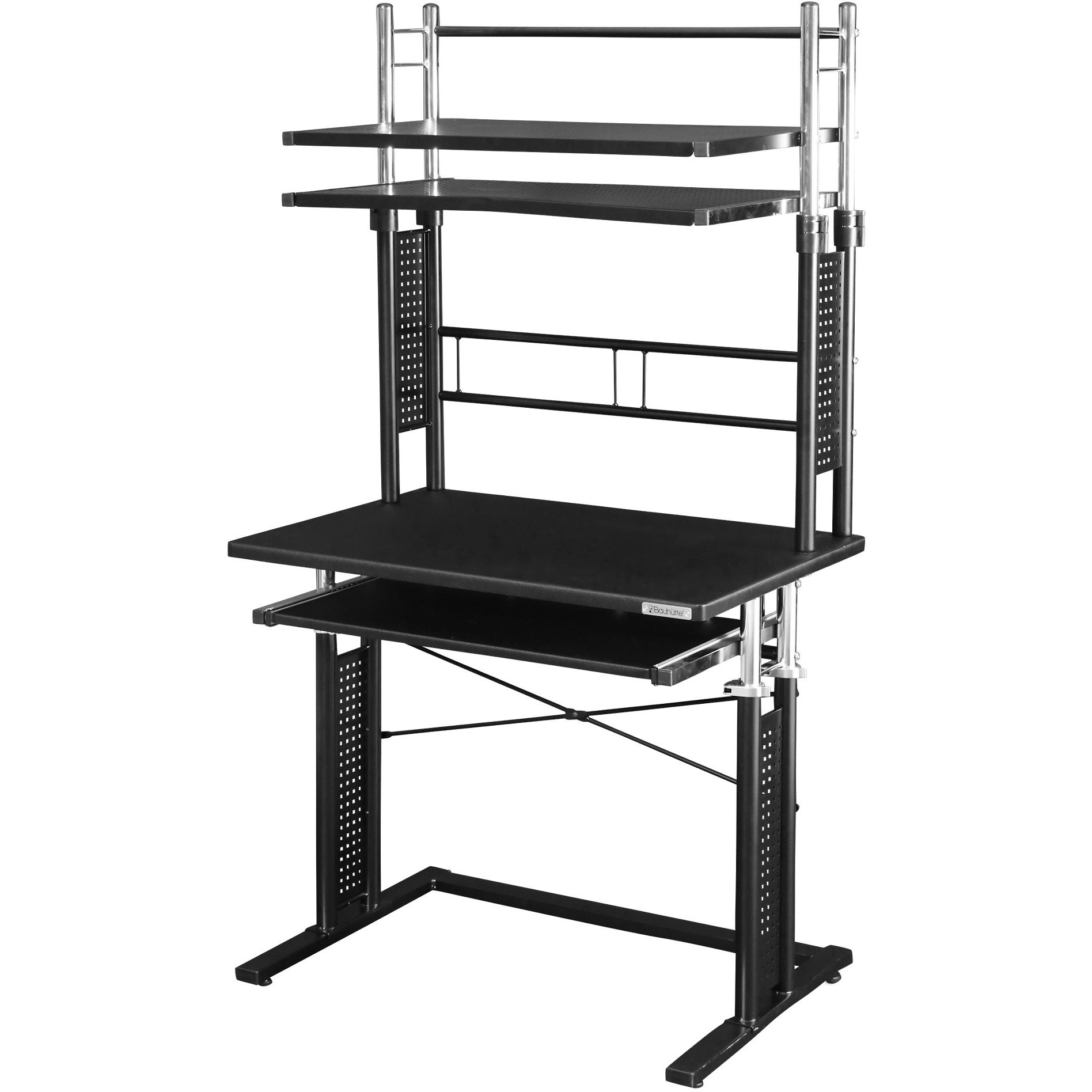 BHD-750PRM-BK 昇降式パソコンラック バウヒュッテ 幅750mm奥行500(500-765)mm高さ1390(1390-1745)mm  BHD-750PRM-BK