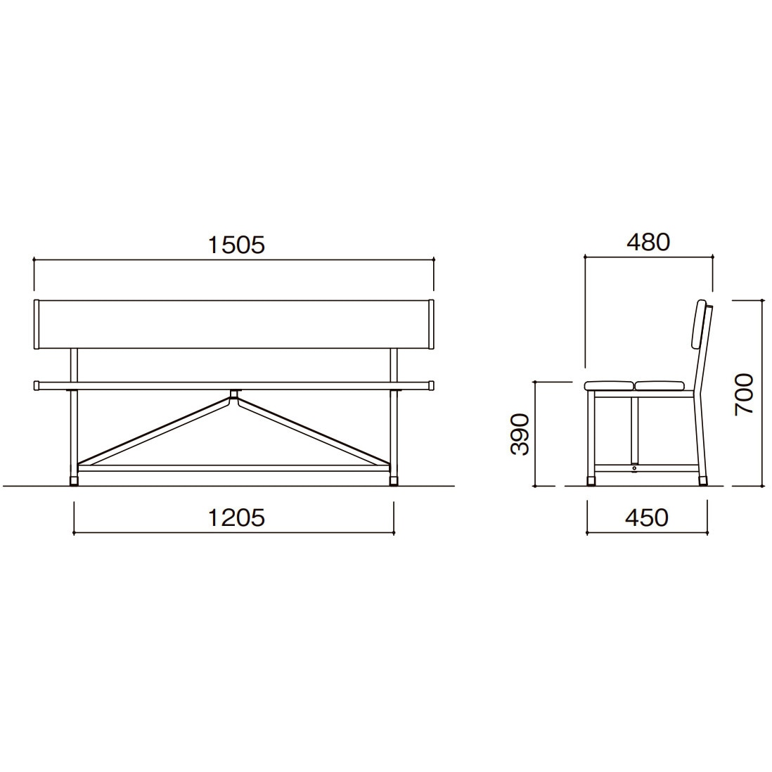 RA-1500N 樹脂ベンチ RAシリーズ モリマーキンキ 梱包数1 背板付 幅1505mm奥行480mm  RA-1500N