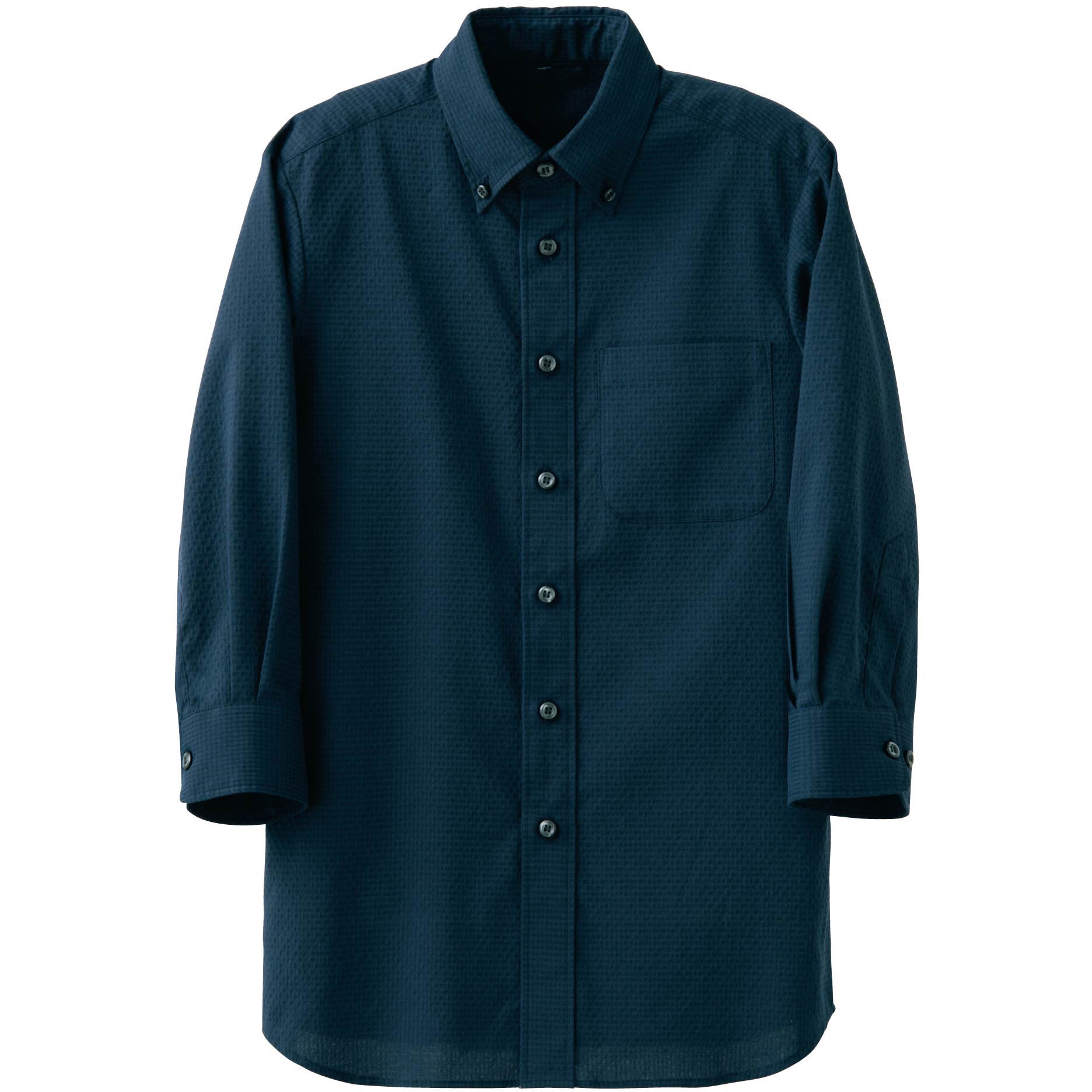 CH4464-1 BDシャツ・男女兼用・七分袖 セブンユニフォーム ネイビー色